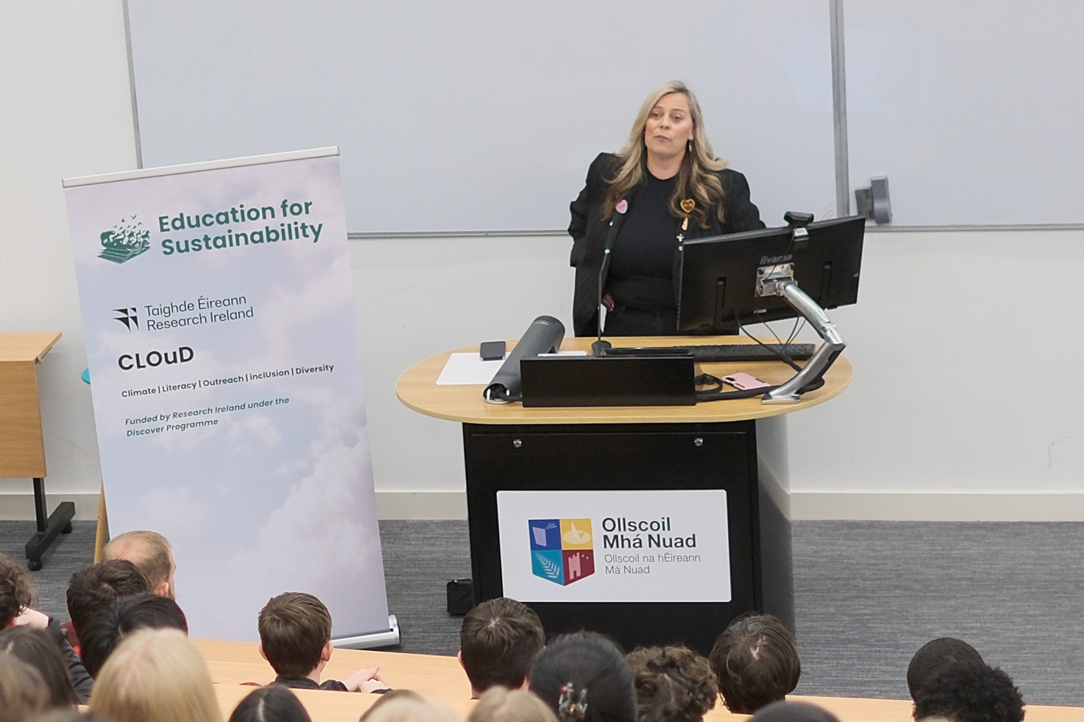 Dr Katriona O'Sullivan speaking at Maynooth Universtiy